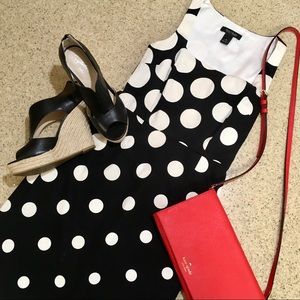 White House Black Market polka dot shift dress!